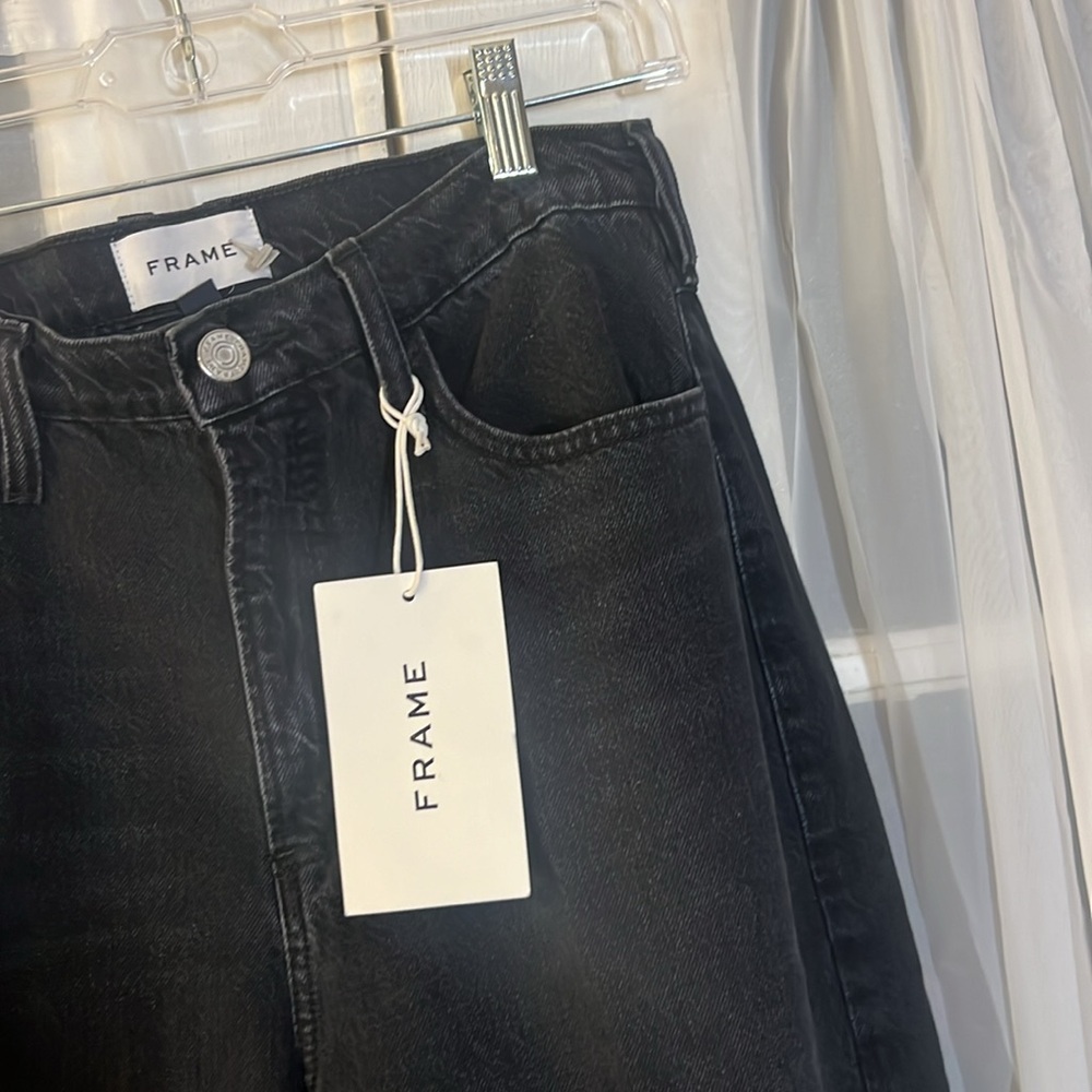 NWT FRAME Le High Wide Crop Jeans Women’s Size 28/14” Waist Inseam 30.5 Black - Picture 6 of 11